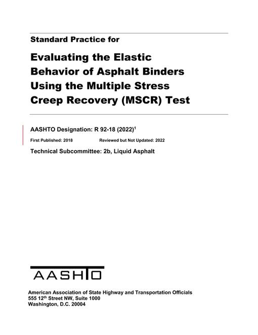 AASHTO R 92-18 (2022)