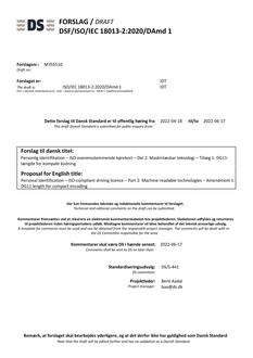 DANSK DSF/ISO/IEC 18013-2/DAMD 1