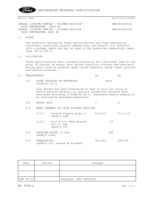 FORD WSB-M1C208-A1