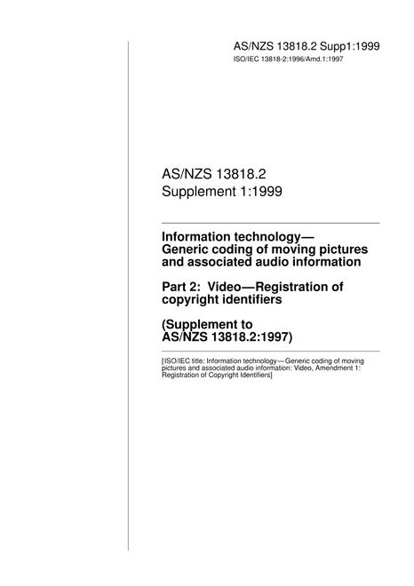 AS/NZS 13818.2 SUPP 1-1999