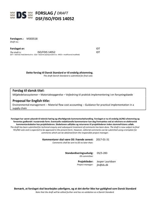 DANSK DSF/ISO/FDIS 14052