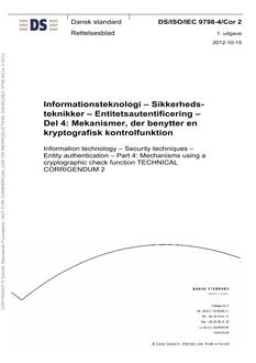 DANSK DS/ISO/IEC 9798-4