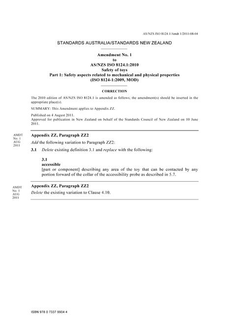 AS/NZS ISO 8124.1:2010 AMDT 1