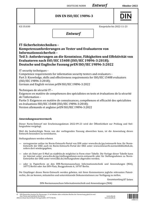DIN EN ISO/IEC 19896-3 - DRAFT
