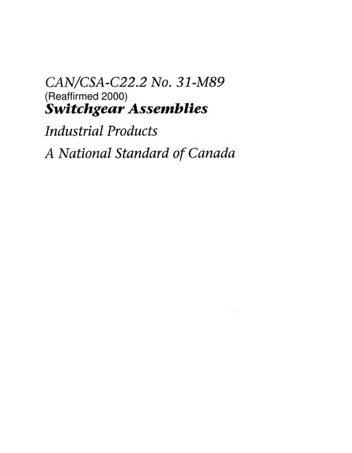CAN/CSA C22.2 NO. 31-M89 (R2000)