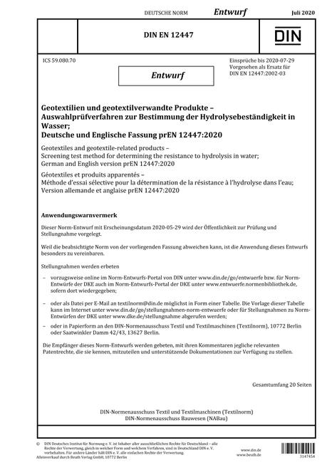 DIN EN 12447 - DRAFT