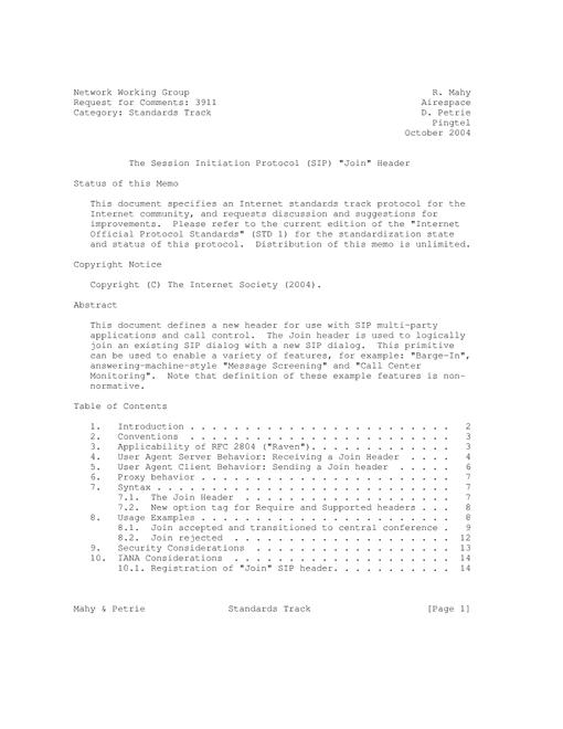 IETF RFC 3911
