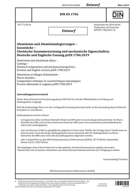 DIN EN 1706 - DRAFT