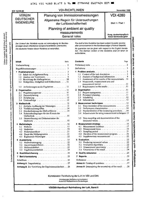 VDI VDI 4280 BLATT 1