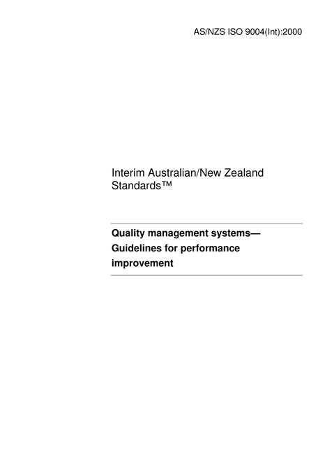 AS/NZS ISO 9004(INT):2000