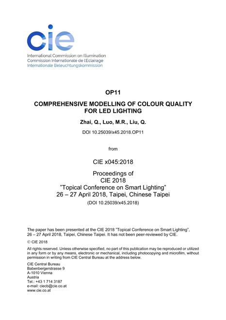 COMPREHENSIVE MODELLING OF COLOUR QUALITY FOR LED LIGHTING (OP11, 60-66)