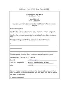 NR NR/SIN/127 ISSUE 1