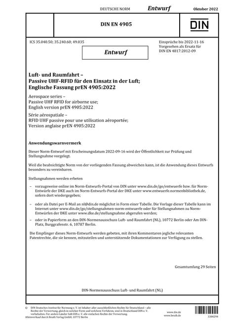DIN EN 4905 - DRAFT