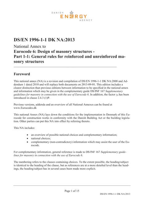 DANSK DS/EN 1996-1-1 + A1