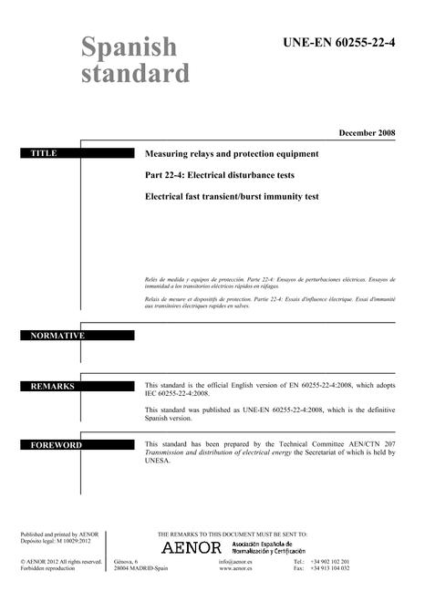 AENOR UNE-EN 60255-22-4