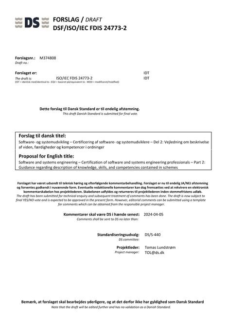 DANSK DSF/ISO/IEC FDIS 24773-2