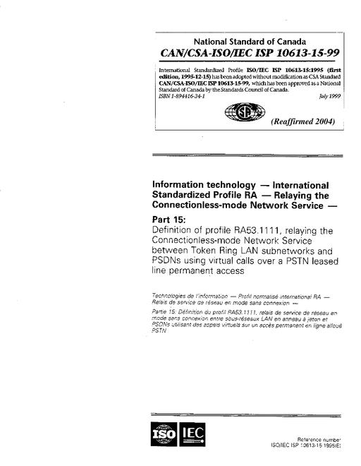 CAN/CSA-ISO/IEC ISP 10613-15-99 (R2004)