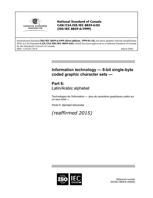 CAN/CSA-ISO/IEC 8859-6-02 (R2015)