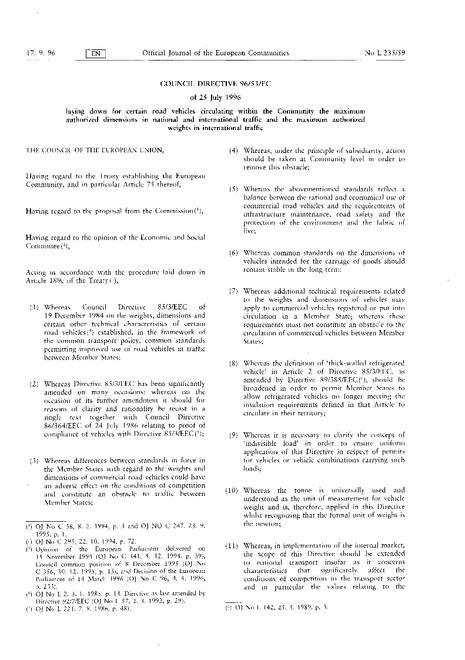 EEC 96/53/EC