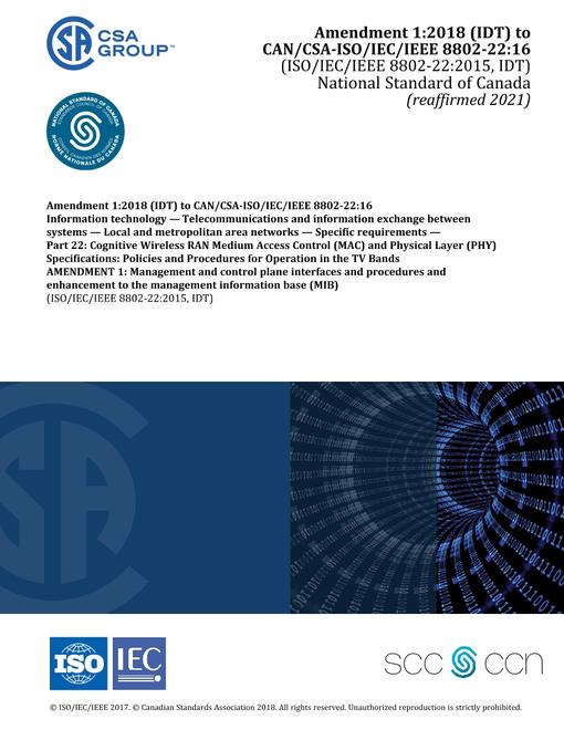 CAN/CSA-ISO/IEC/IEEE 8802-22A:16 Amendment 1 (R2021)