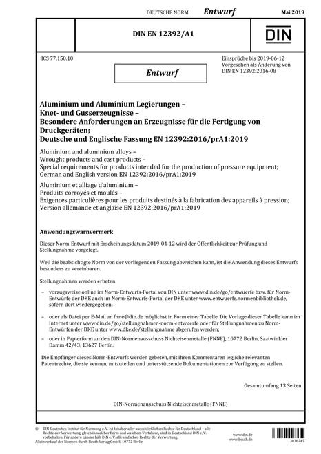 DIN EN 12392/A1 - DRAFT
