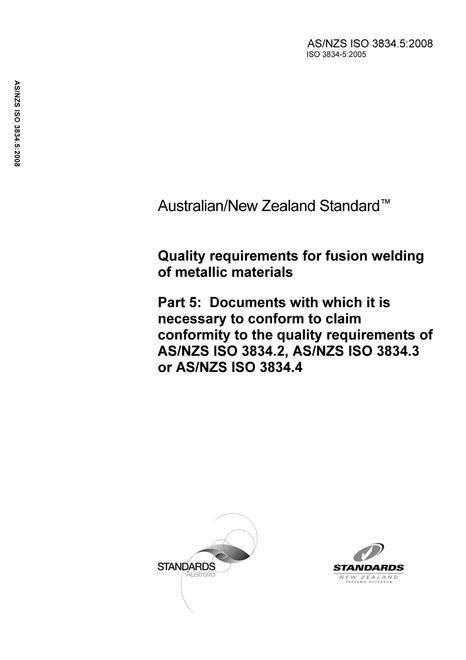 AS/NZS ISO 3834.5:2008