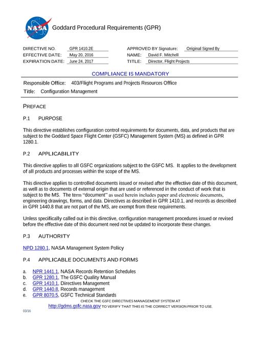 NASA GPR 1410.2