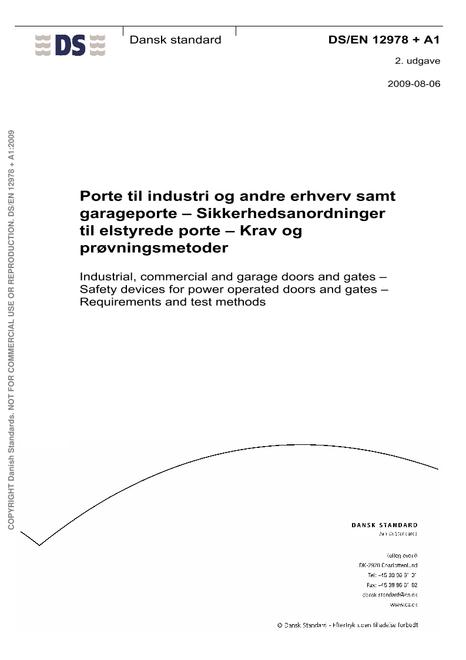 DANSK DS/EN 12978 + A1