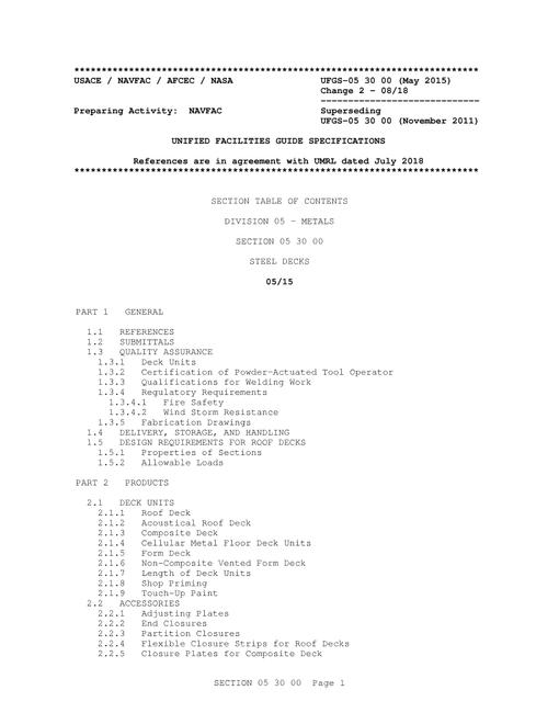 NAVY UFGS-05 30 00