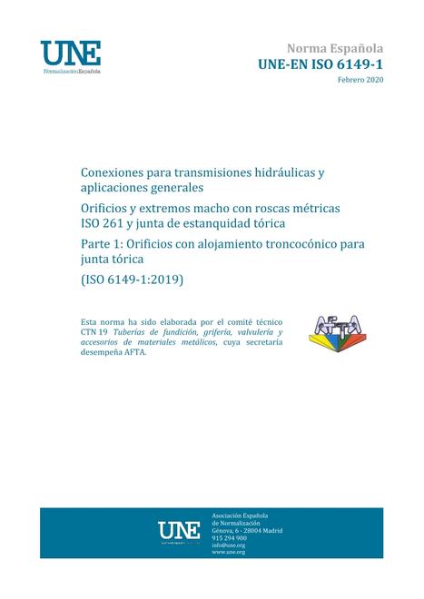 AENOR UNE-EN ISO 6149-1