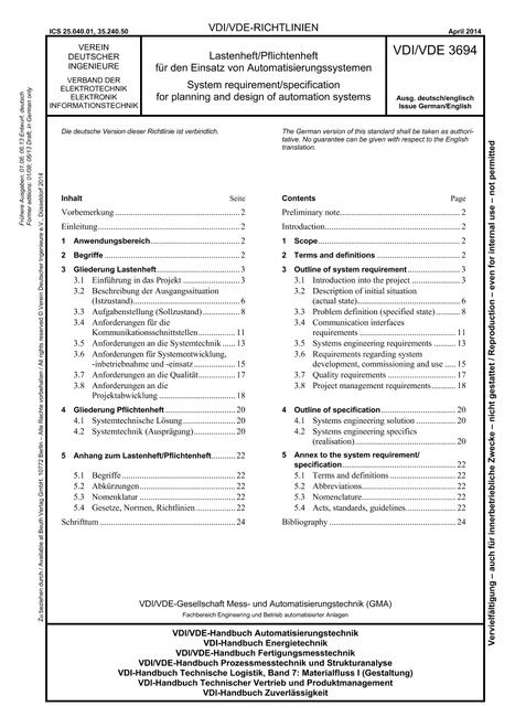 VDI VDI/VDE 3694