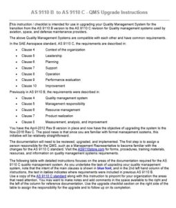 AS9110 Rev C - Rev B to Rev C Quality Manual and Procedure Package