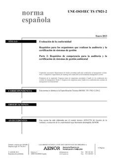 AENOR UNE-ISO/IEC TS 17021-2