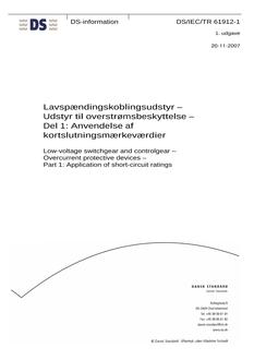 DANSK DS/IEC/TR 61912-1