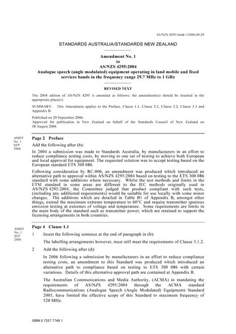 AS/NZS 4295:2004 AMDT 1
