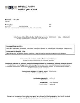 DANSK DSF/ISO/DIS 17639