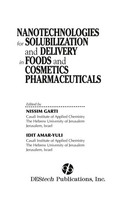 Nanotechnologies for Solubilization and Delivery in Foods, Cosmetics and Pharmaceuticals