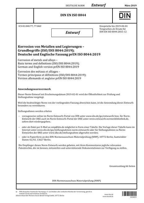 DIN EN ISO 8044 - DRAFT