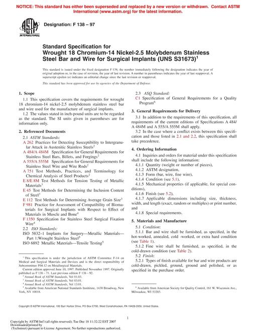 ASTM F138-97