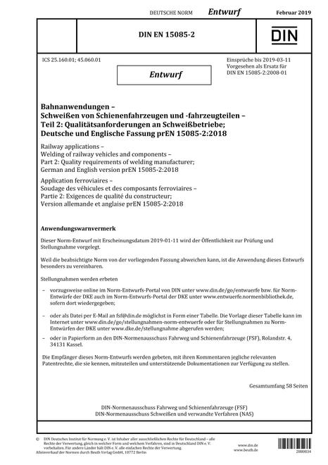 DIN EN 15085-2 - DRAFT