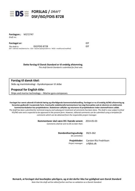 DANSK DSF/ISO/FDIS 8728