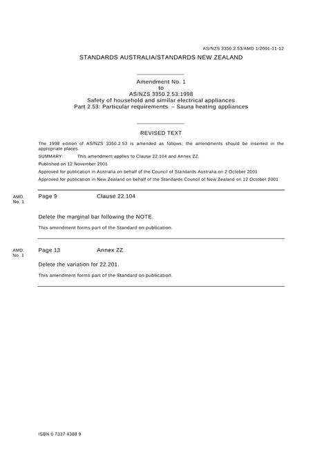 AS/NZS 3350.2.53:1998 AMDT 1