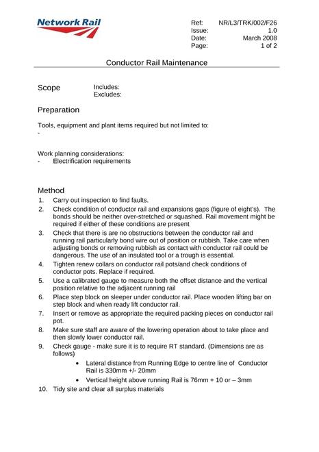 NR NR/L3/TRK/002/F26 ISSUE 1