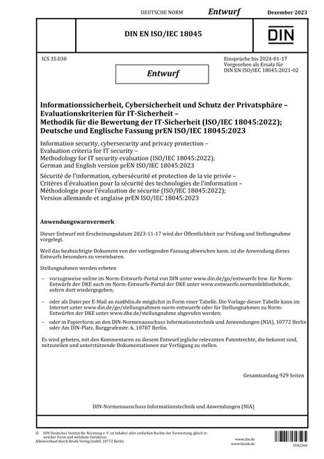 DIN EN ISO/IEC 18045 - DRAFT