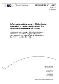 DANSK DS/EN ISO/IEC 27001