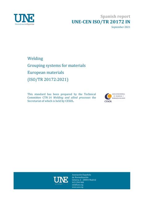 AENOR UNE-CEN ISO/TR 20172 IN