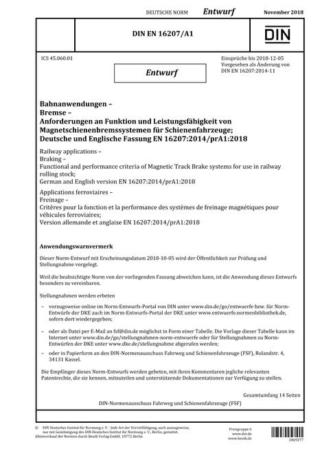 DIN EN 16207/A1 - DRAFT