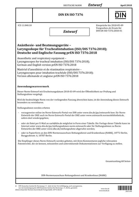 DIN EN ISO 7376 - DRAFT