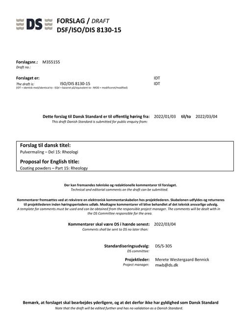 DANSK DSF/ISO/DIS 8130-15