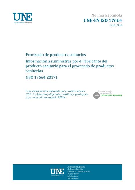 AENOR UNE-EN ISO 17664